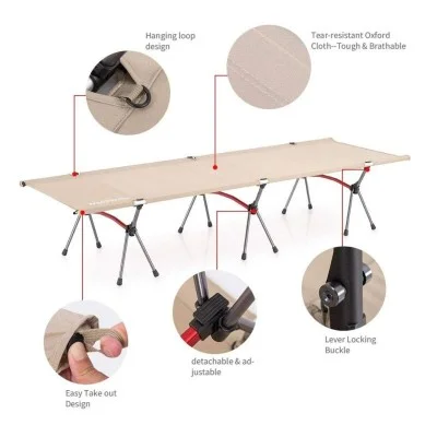 Naturehike XJC04 Ultralight Foldable Camping Bed - Khaki Single (190*65*38)
